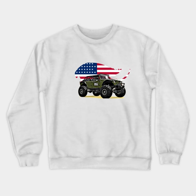 Jeep Offroad USA Print Crewneck Sweatshirt by Auto-Prints